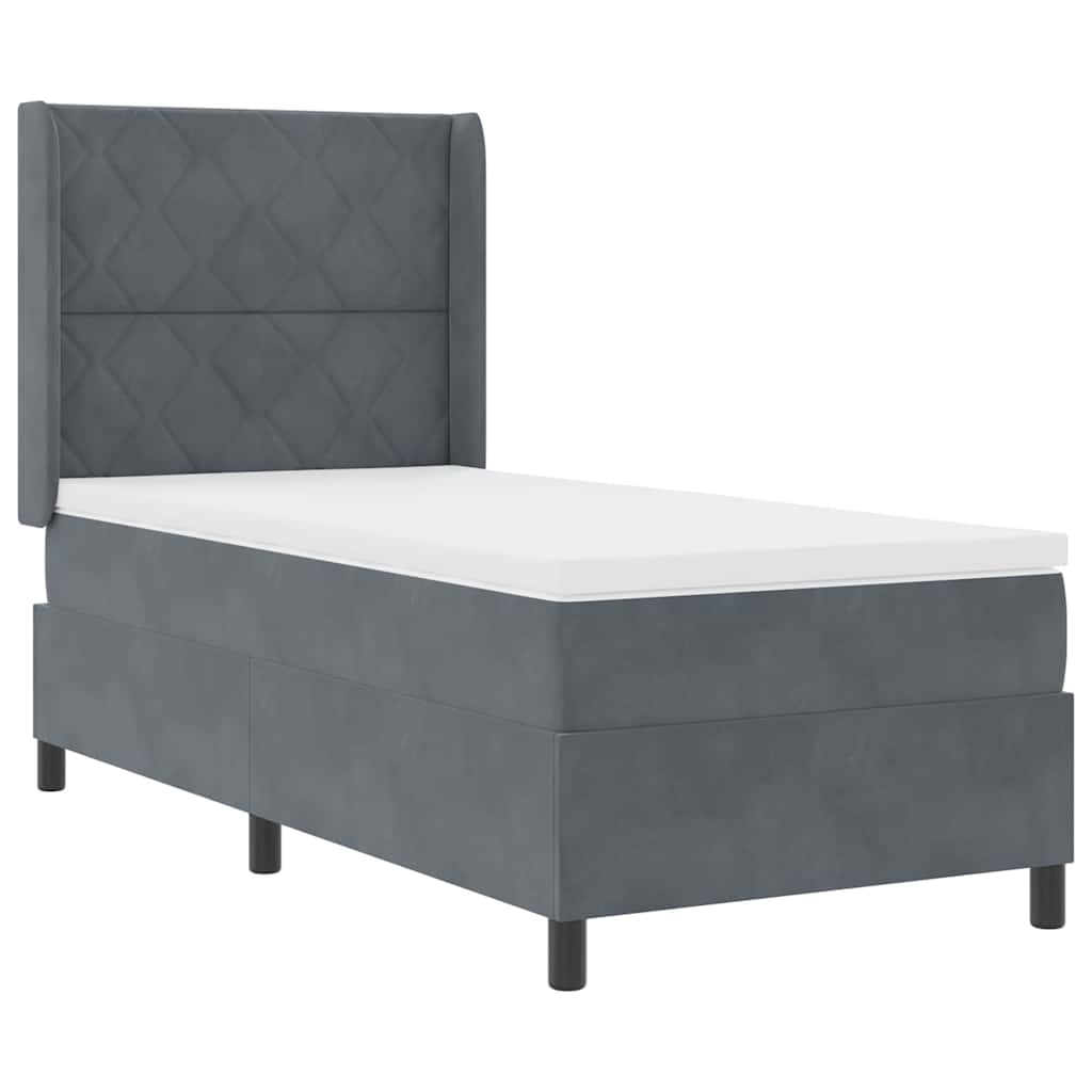 Box spring seng med hovedgærde Mørkegrå 100 x 200 cm Fløjl