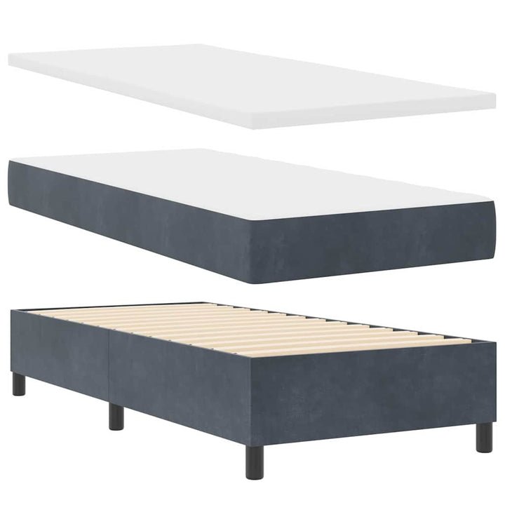 Box spring seng med hovedgærde Mørkegrå 100 x 200 cm Fløjl