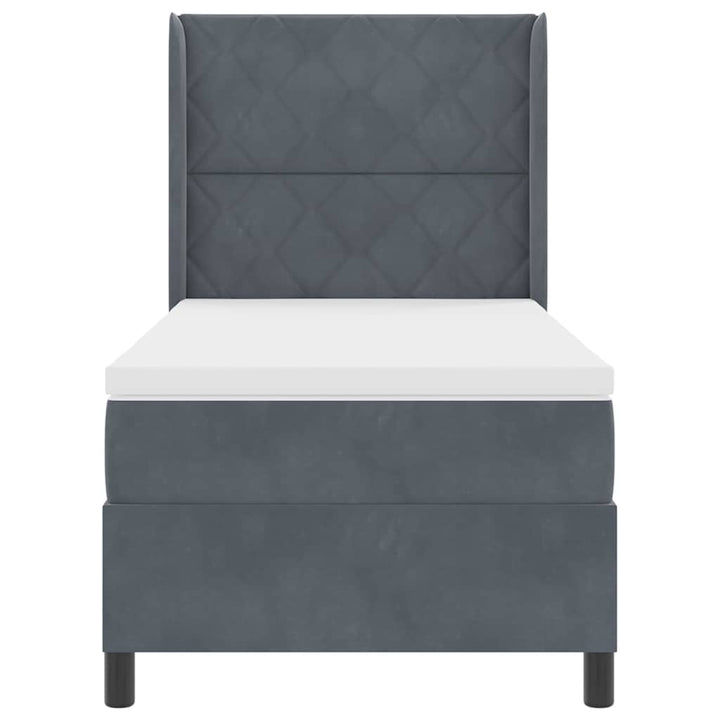 Box spring seng med hovedgærde Mørkegrå 100 x 200 cm Fløjl