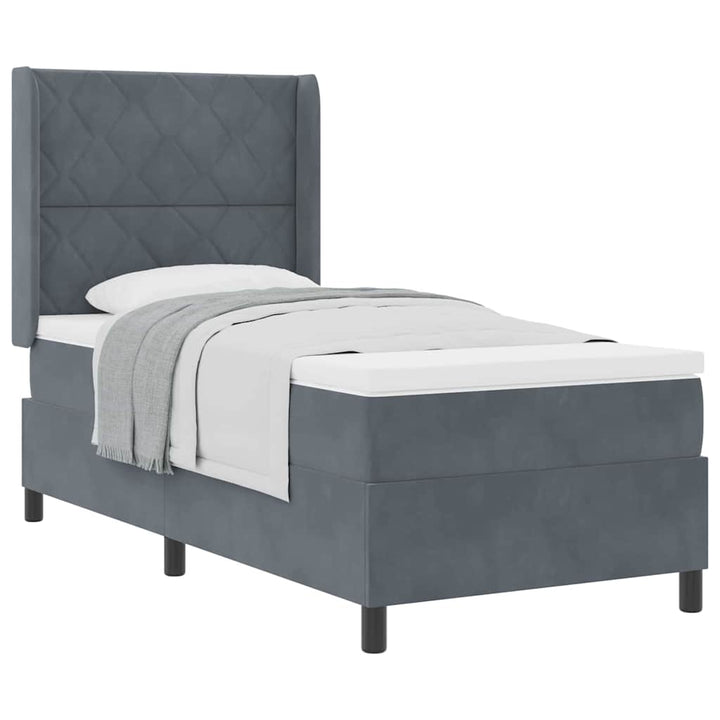 Box spring seng med hovedgærde Mørkegrå 100 x 200 cm Fløjl