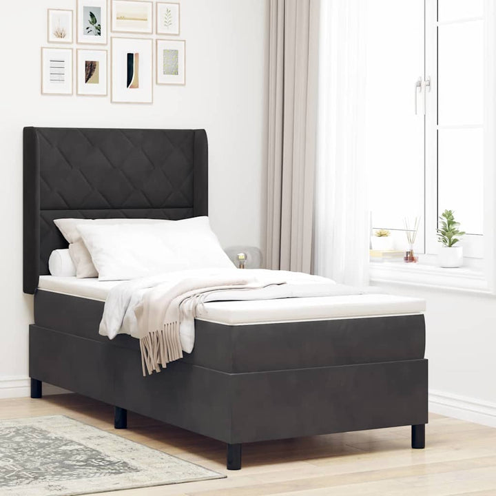 Box spring seng med hovedgærde Sort 100 x 200 cm Fløjl