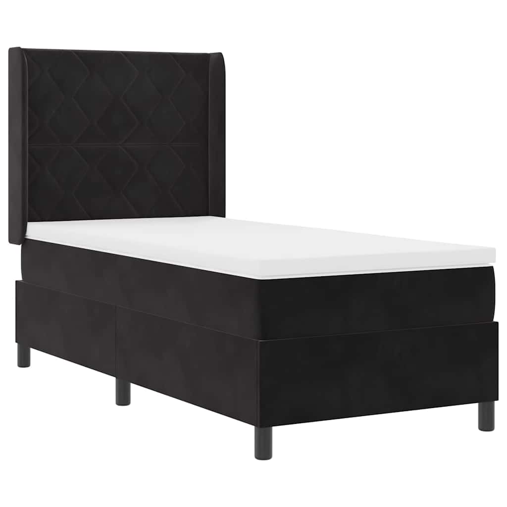 Box spring seng med hovedgærde Sort 100 x 200 cm Fløjl