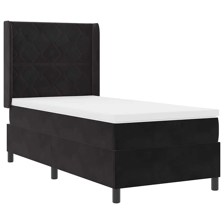 Box spring seng med hovedgærde Sort 100 x 200 cm Fløjl