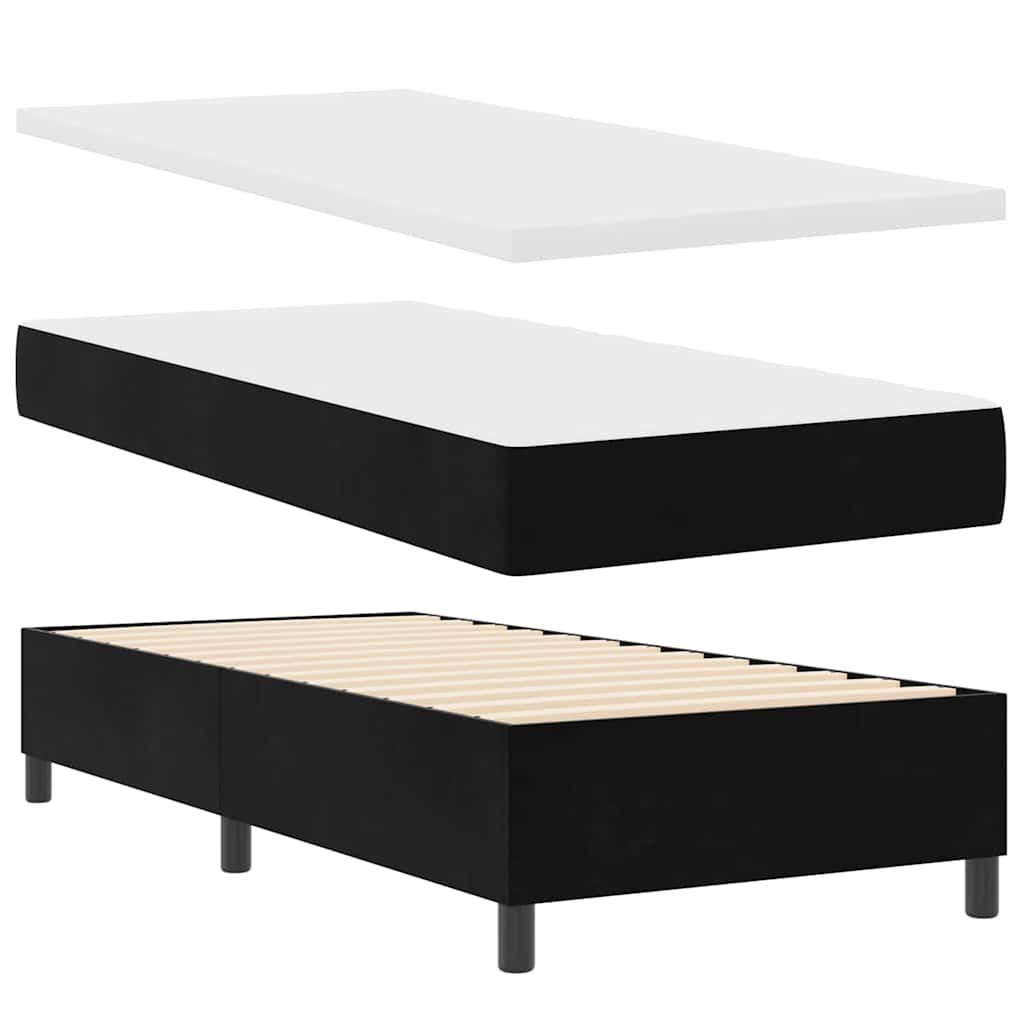 Box spring seng med hovedgærde Sort 100 x 200 cm Fløjl