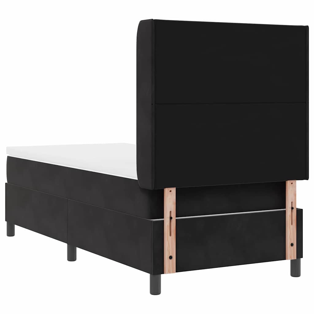 Box spring seng med hovedgærde Sort 100 x 200 cm Fløjl