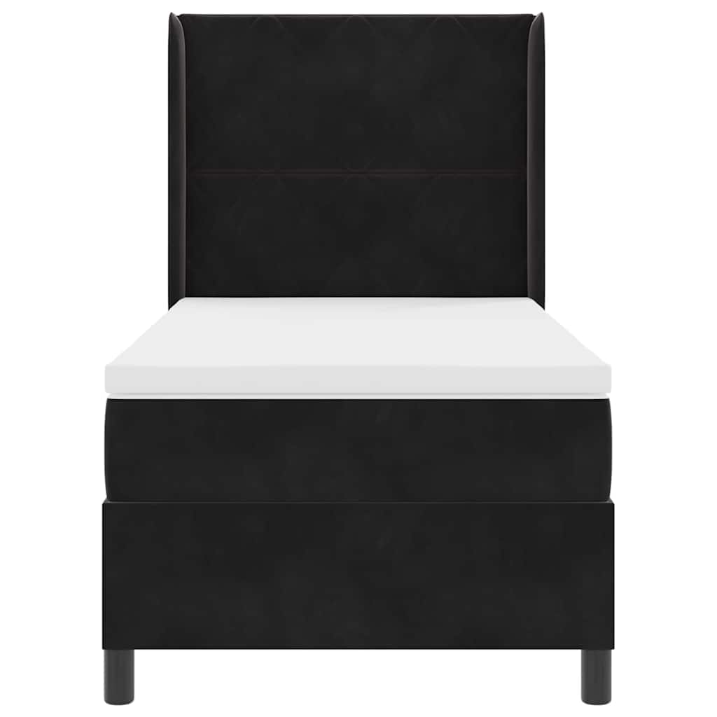 Box spring seng med hovedgærde Sort 100 x 200 cm Fløjl