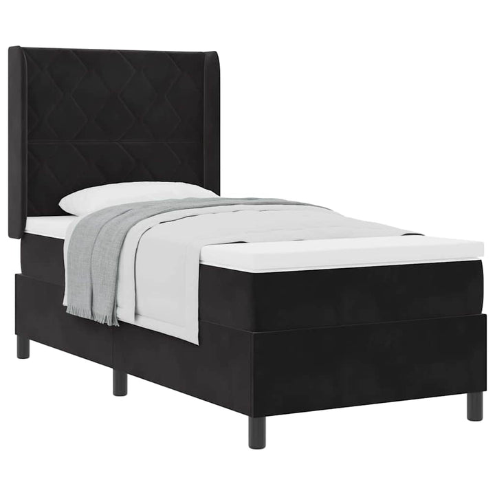 Box spring seng med hovedgærde Sort 100 x 200 cm Fløjl