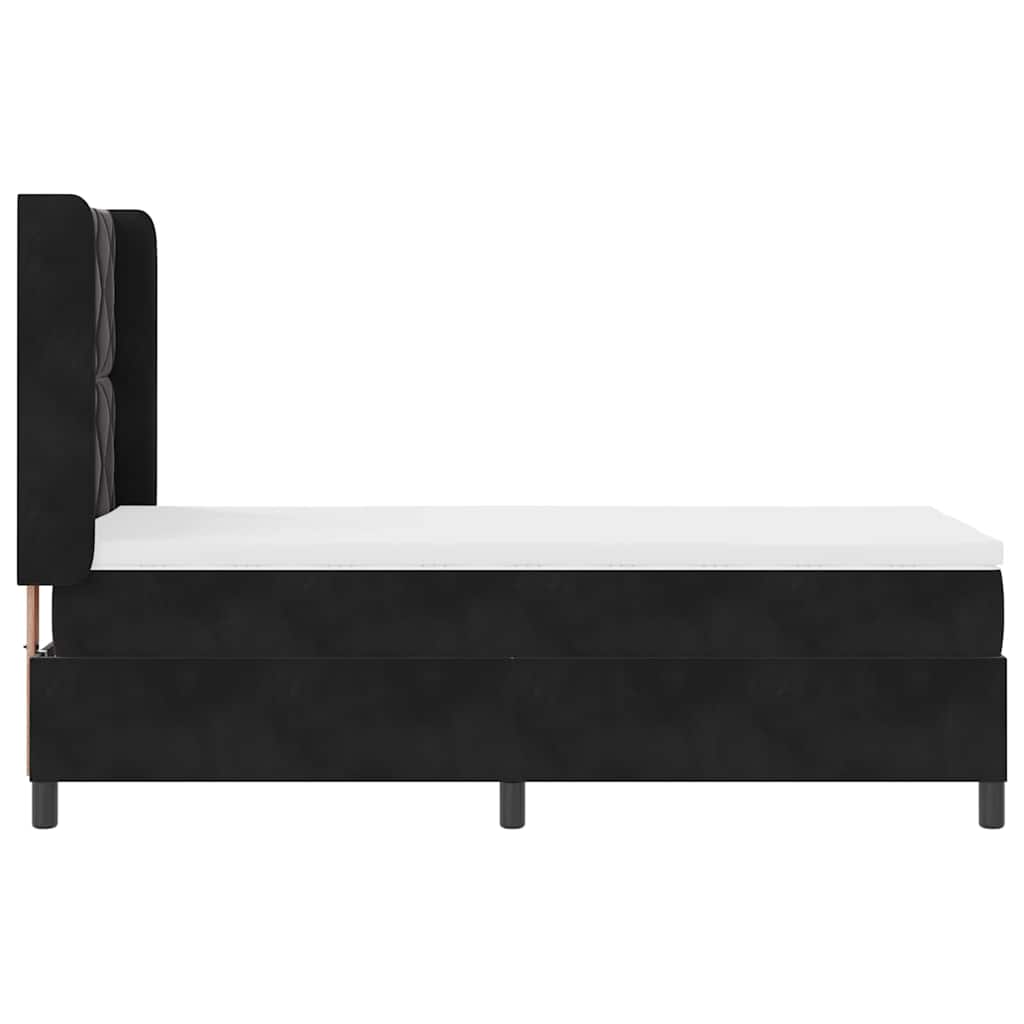 Box spring seng med hovedgærde Sort 100 x 200 cm Fløjl