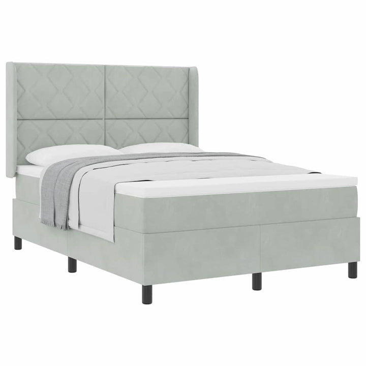 Box spring seng med hovedgærde Lysegrå 140 x 190 cm Fløjl