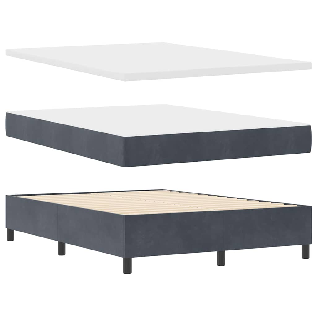 Box spring seng med hovedgærde Mørkegrå 140 x 190 cm Fløjl