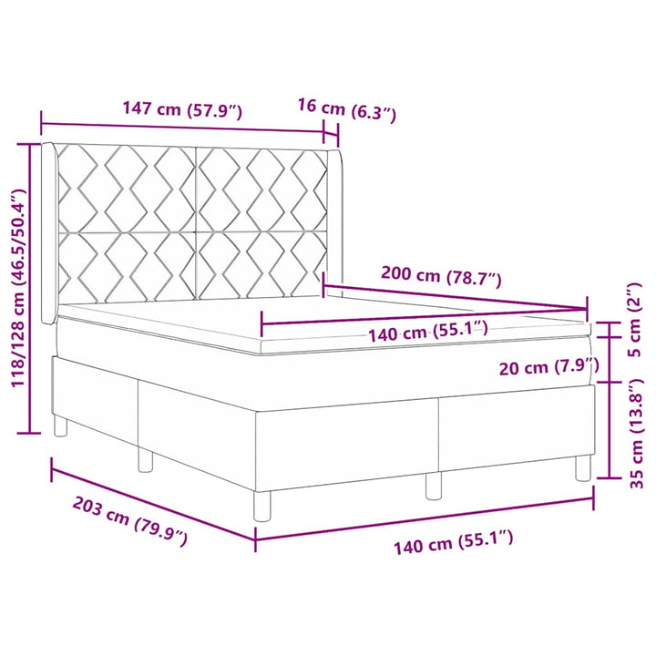 Box spring seng med hovedgærde Blå 140 x 190 cm Fløjl