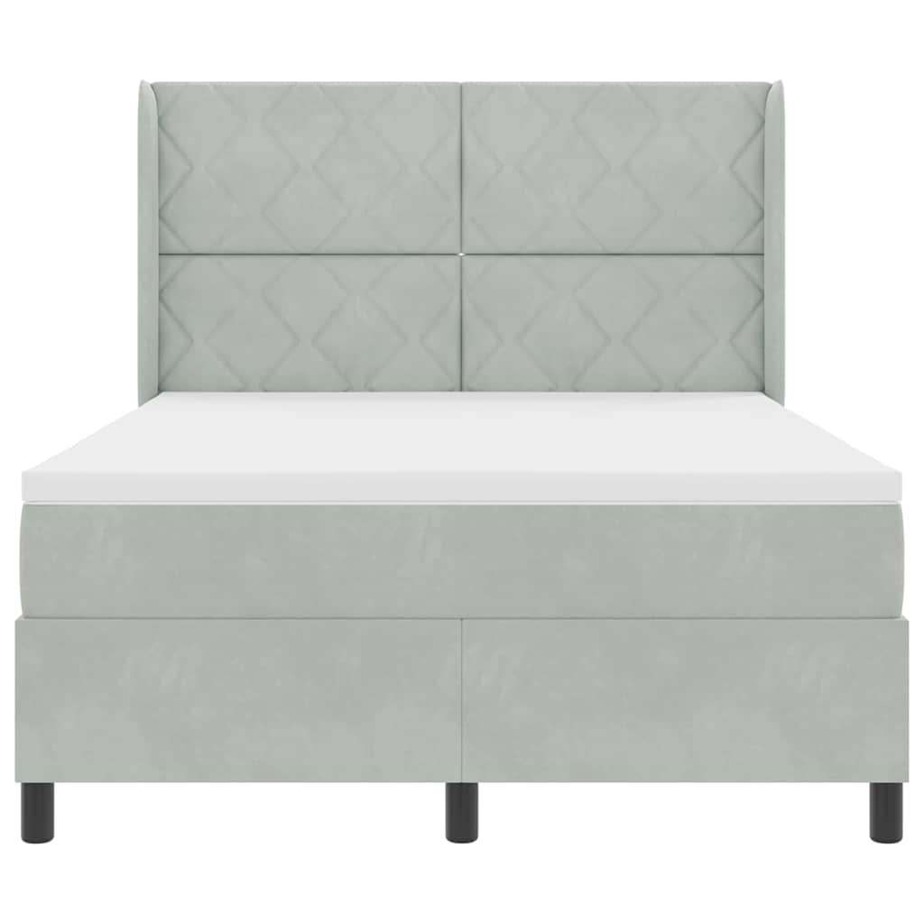 Box spring seng med hovedgærde Lysegrå 140 x 200 cm Fløjl