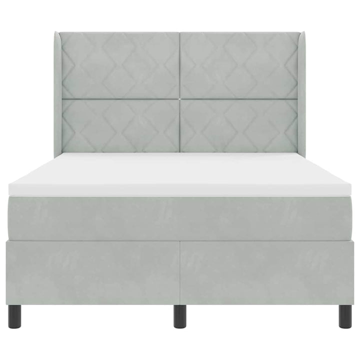 Box spring seng med hovedgærde Lysegrå 140 x 200 cm Fløjl