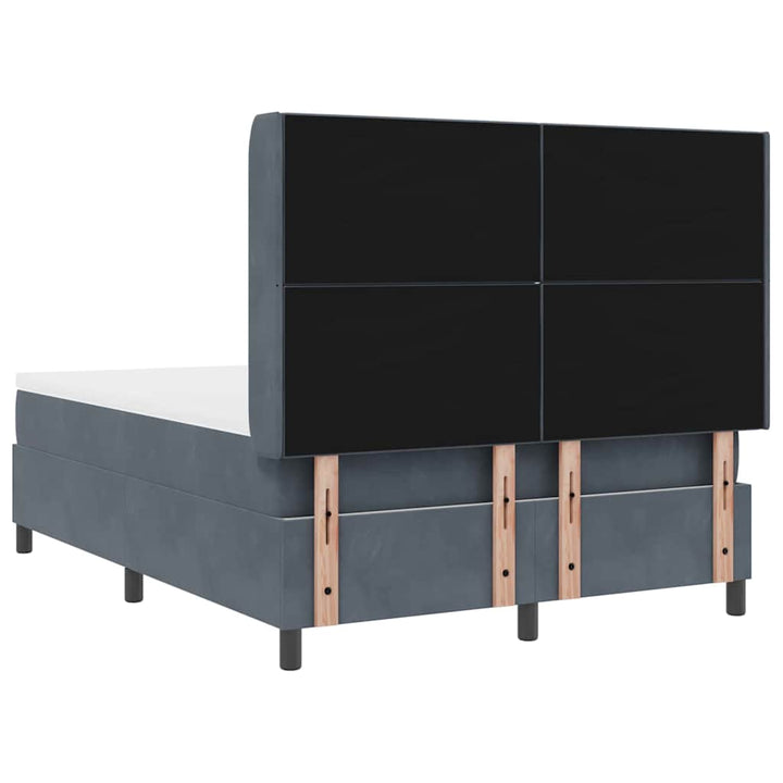 Box spring seng med hovedgærde Mørkegrå 140 x 200 cm Fløjl