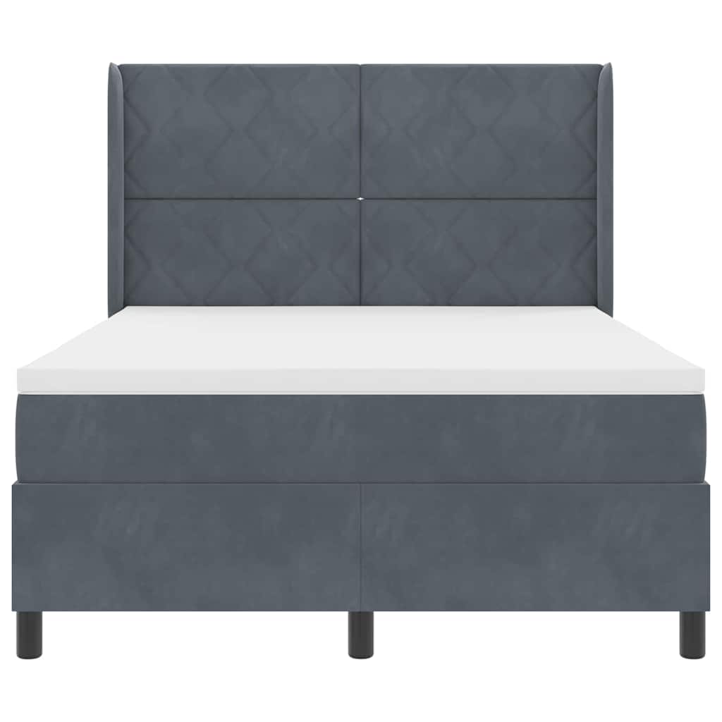Box spring seng med hovedgærde Mørkegrå 140 x 200 cm Fløjl