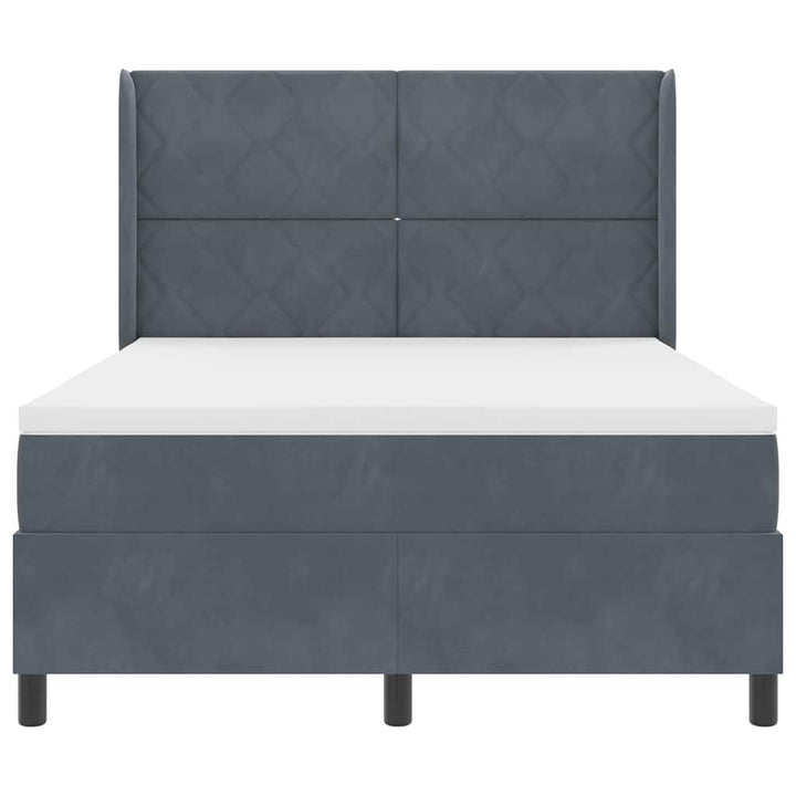 Box spring seng med hovedgærde Mørkegrå 140 x 200 cm Fløjl