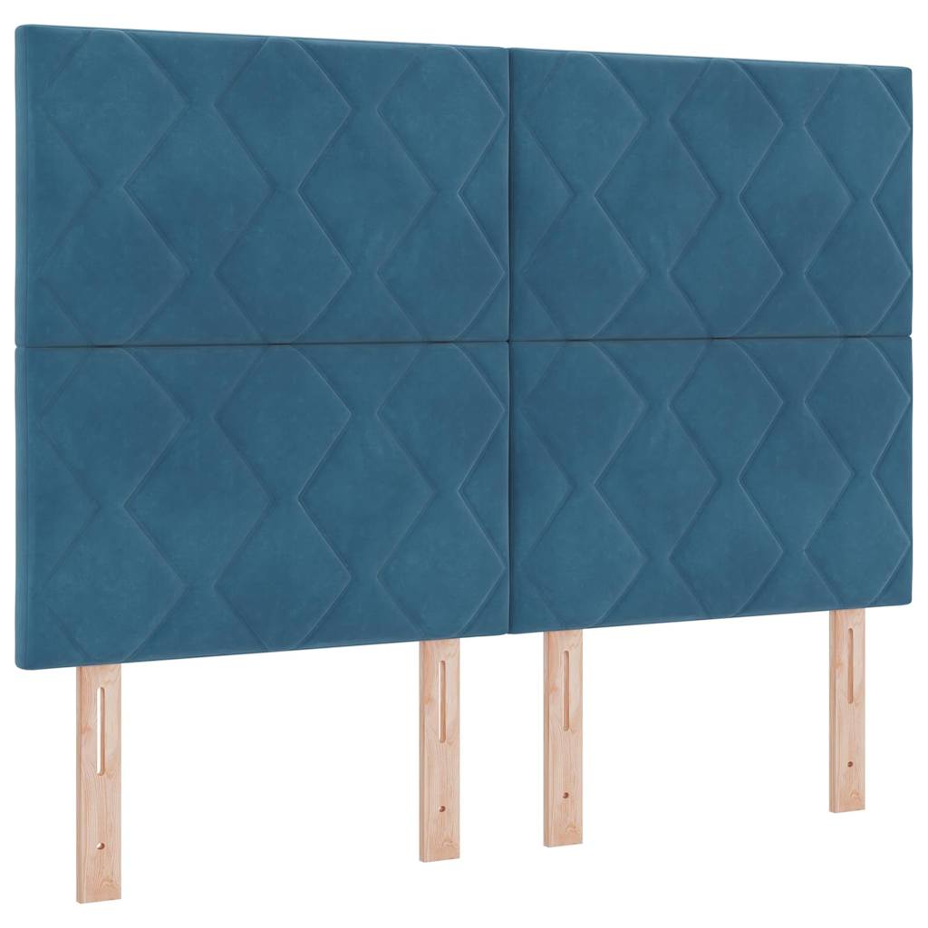 Box spring seng med hovedgærde Blå 140 x 200 cm Fløjl