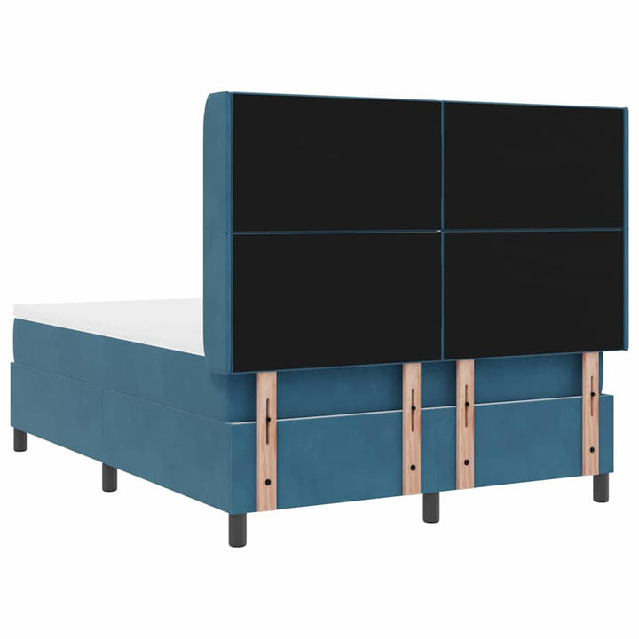 Box spring seng med hovedgærde Blå 140 x 200 cm Fløjl