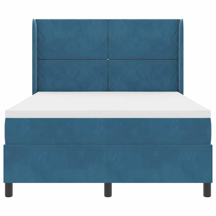 Box spring seng med hovedgærde Blå 140 x 200 cm Fløjl