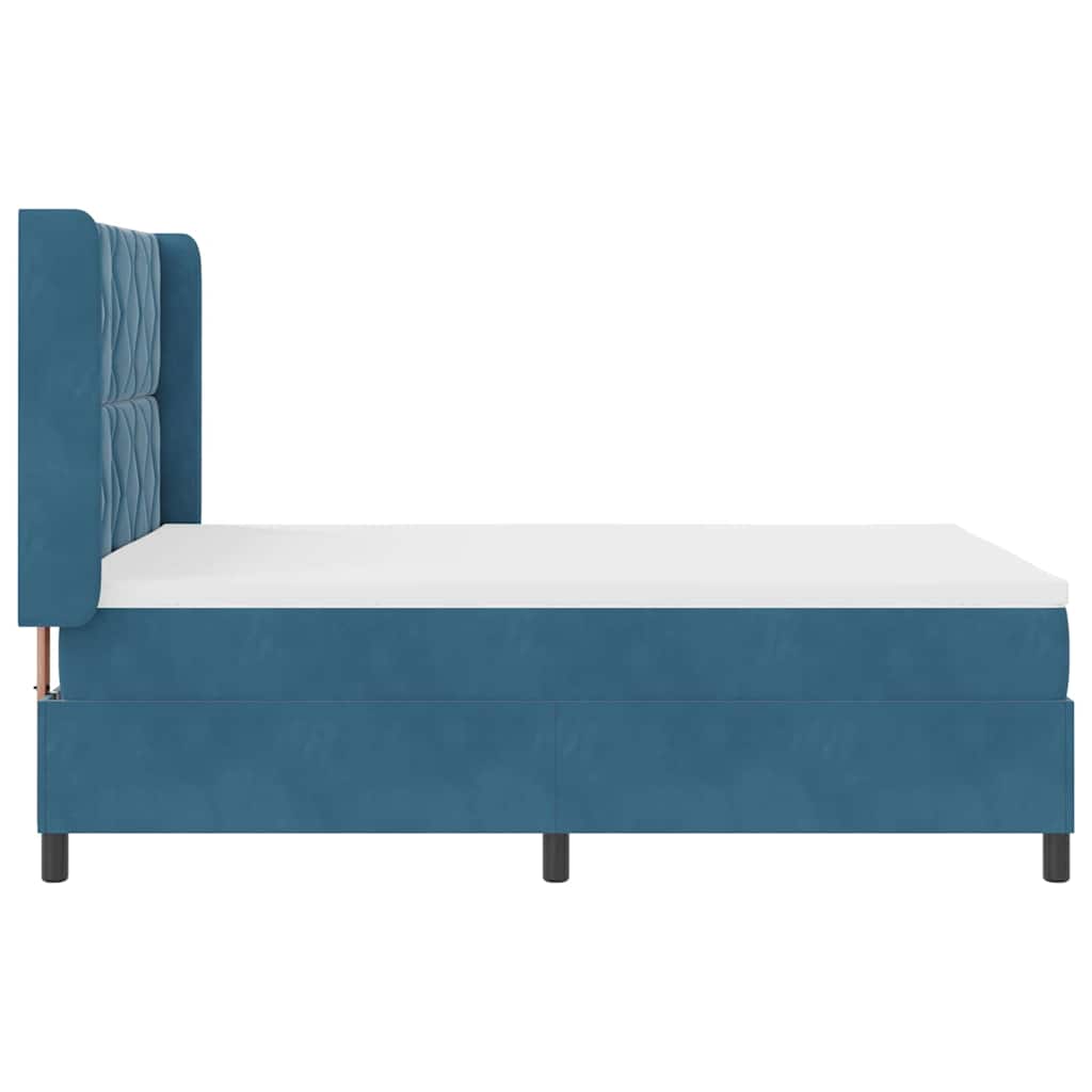 Box spring seng med hovedgærde Blå 140 x 200 cm Fløjl