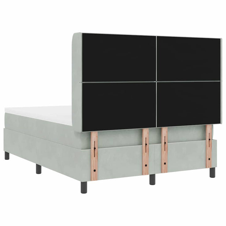 Box spring seng med hovedgærde Lysegrå 160 x 200 cm Fløjl