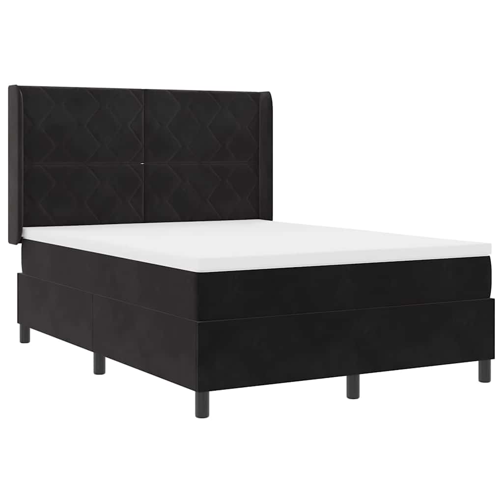 Box spring seng med hovedgærde Sort 160 x 200 cm Fløjl