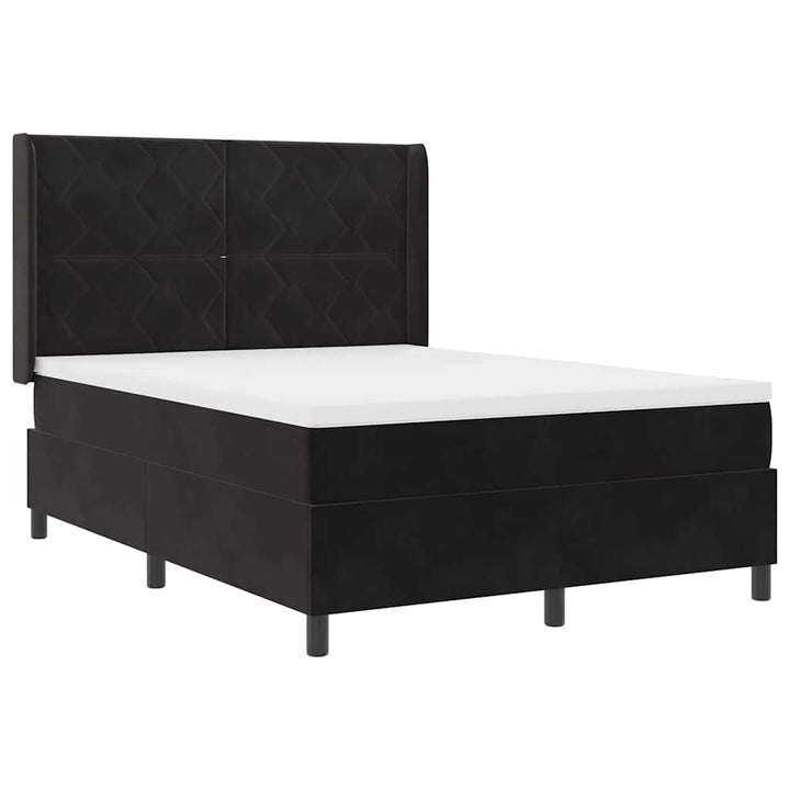 Box spring seng med hovedgærde Sort 160 x 200 cm Fløjl