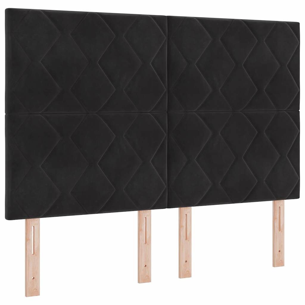 Box spring seng med hovedgærde Sort 160 x 200 cm Fløjl