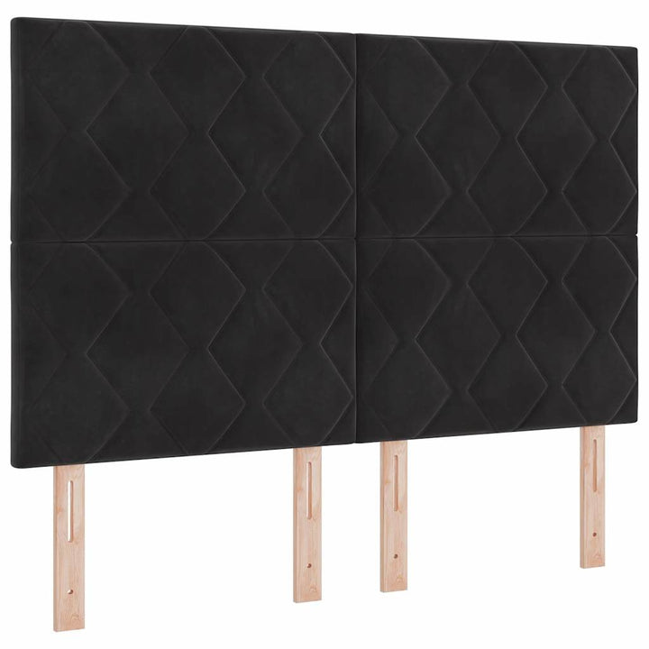 Box spring seng med hovedgærde Sort 160 x 200 cm Fløjl