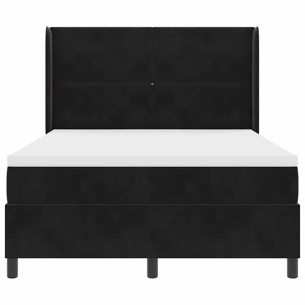 Box spring seng med hovedgærde Sort 160 x 200 cm Fløjl