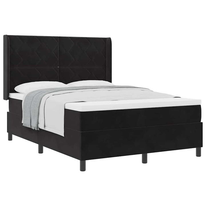 Box spring seng med hovedgærde Sort 160 x 200 cm Fløjl