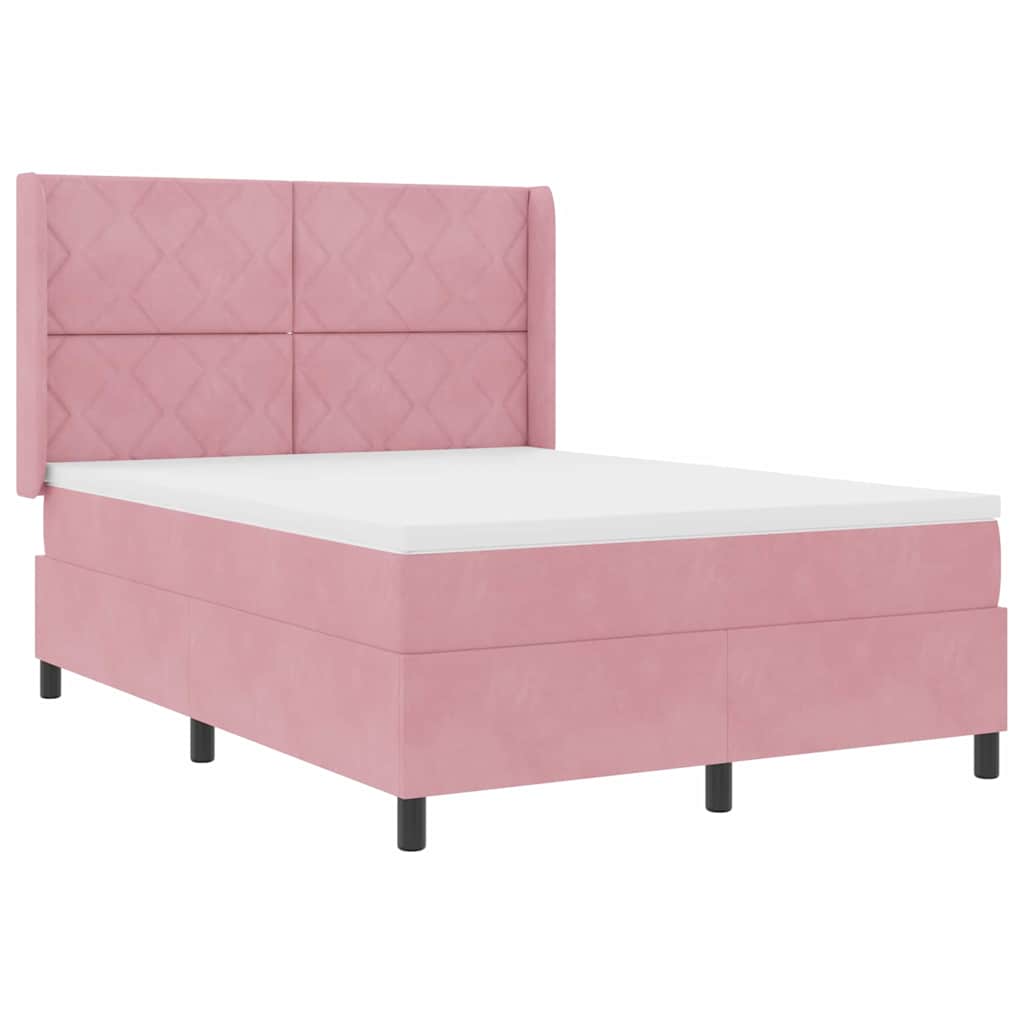 Box spring seng med hovedgærde Lyserød 160 x 200 cm Fløjl