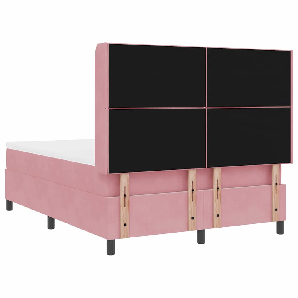Box spring seng med hovedgærde Lyserød 160 x 200 cm Fløjl