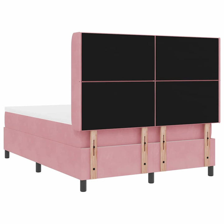 Box spring seng med hovedgærde Lyserød 160 x 200 cm Fløjl