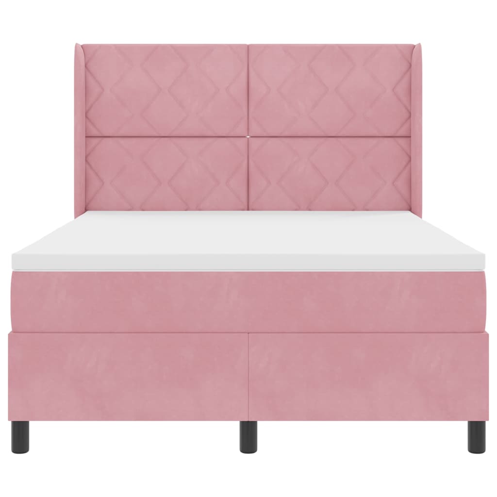 Box spring seng med hovedgærde Lyserød 160 x 200 cm Fløjl