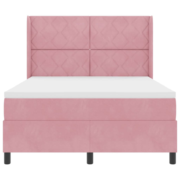 Box spring seng med hovedgærde Lyserød 160 x 200 cm Fløjl
