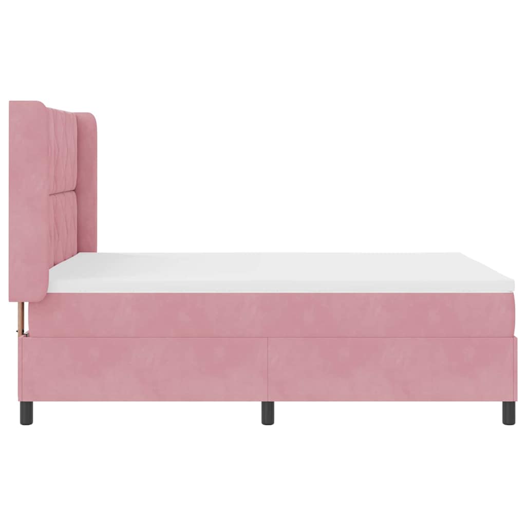 Box spring seng med hovedgærde Lyserød 160 x 200 cm Fløjl