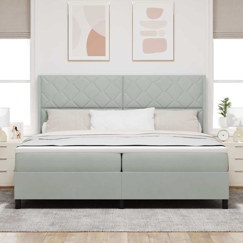 Box spring seng med hovedgærde Lysegrå 200 x 200 cm Fløjl