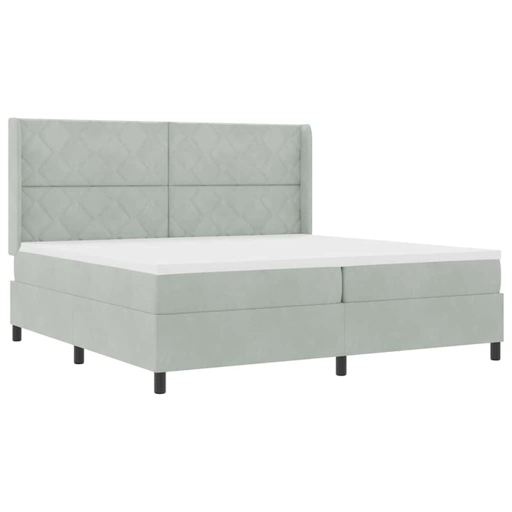 Box spring seng med hovedgærde Lysegrå 200 x 200 cm Fløjl
