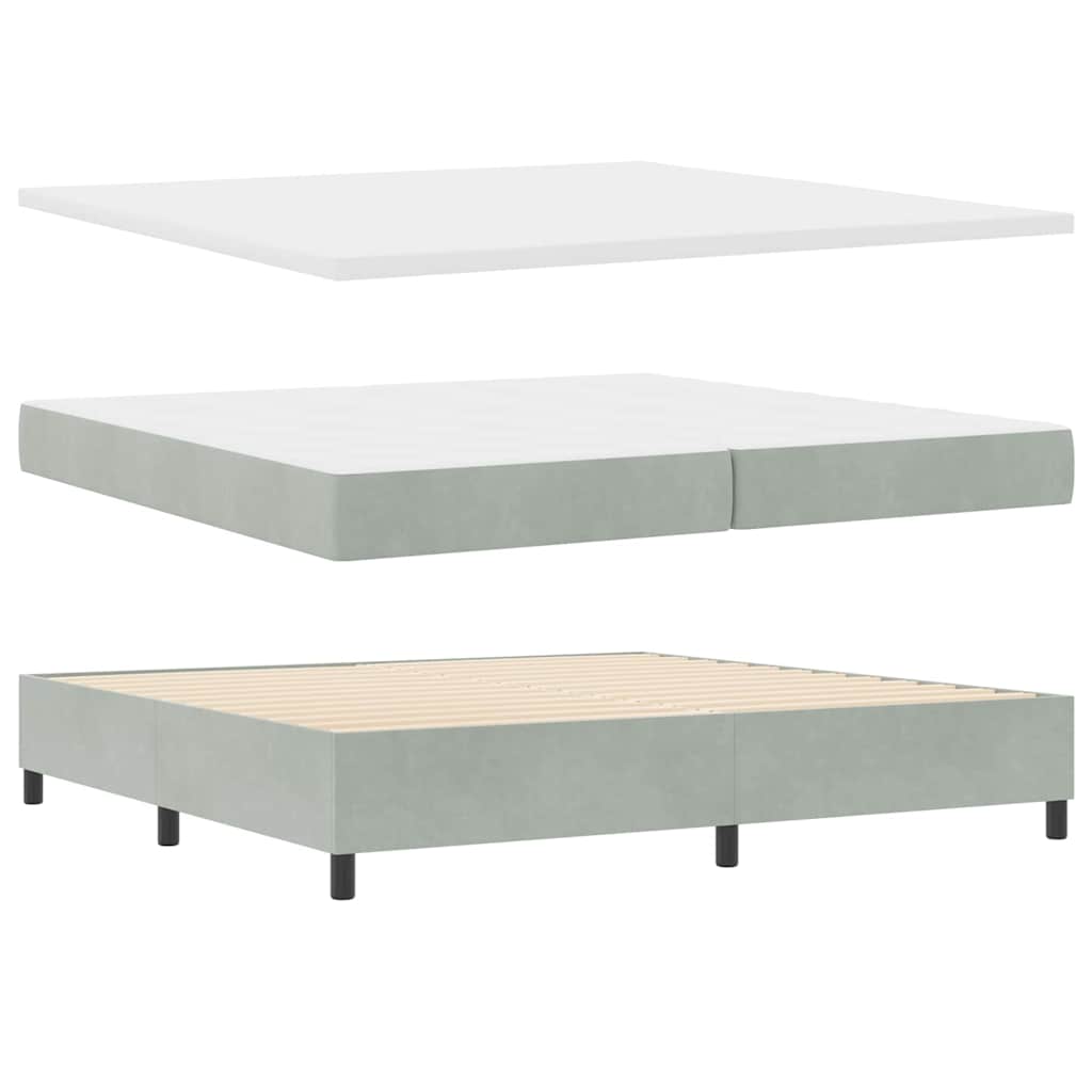 Box spring seng med hovedgærde Lysegrå 200 x 200 cm Fløjl