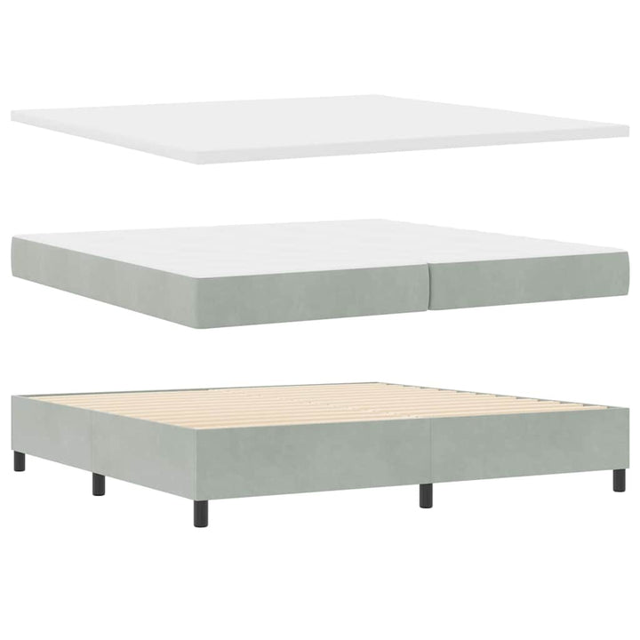 Box spring seng med hovedgærde Lysegrå 200 x 200 cm Fløjl