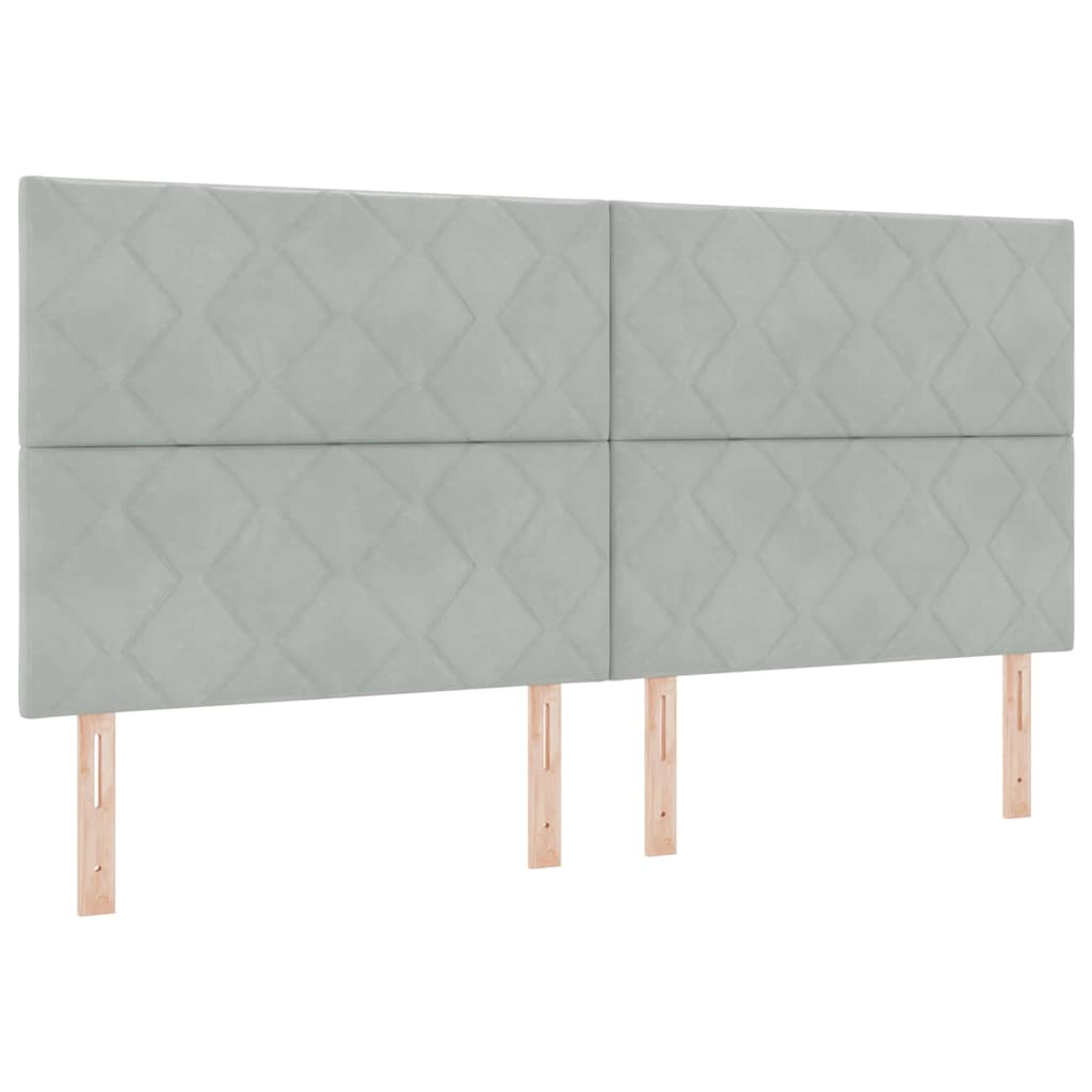 Box spring seng med hovedgærde Lysegrå 200 x 200 cm Fløjl