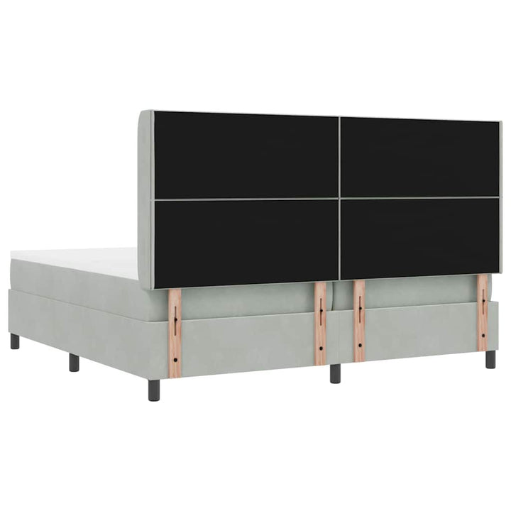 Box spring seng med hovedgærde Lysegrå 200 x 200 cm Fløjl