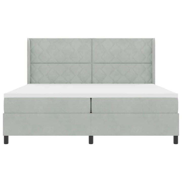 Box spring seng med hovedgærde Lysegrå 200 x 200 cm Fløjl