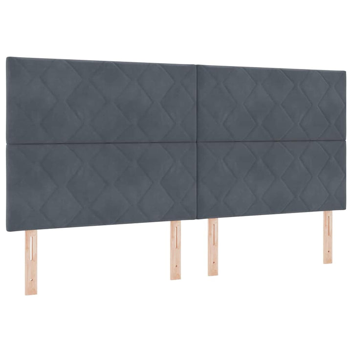 Box spring seng med hovedgærde Mørkegrå 200 x 200 cm Fløjl