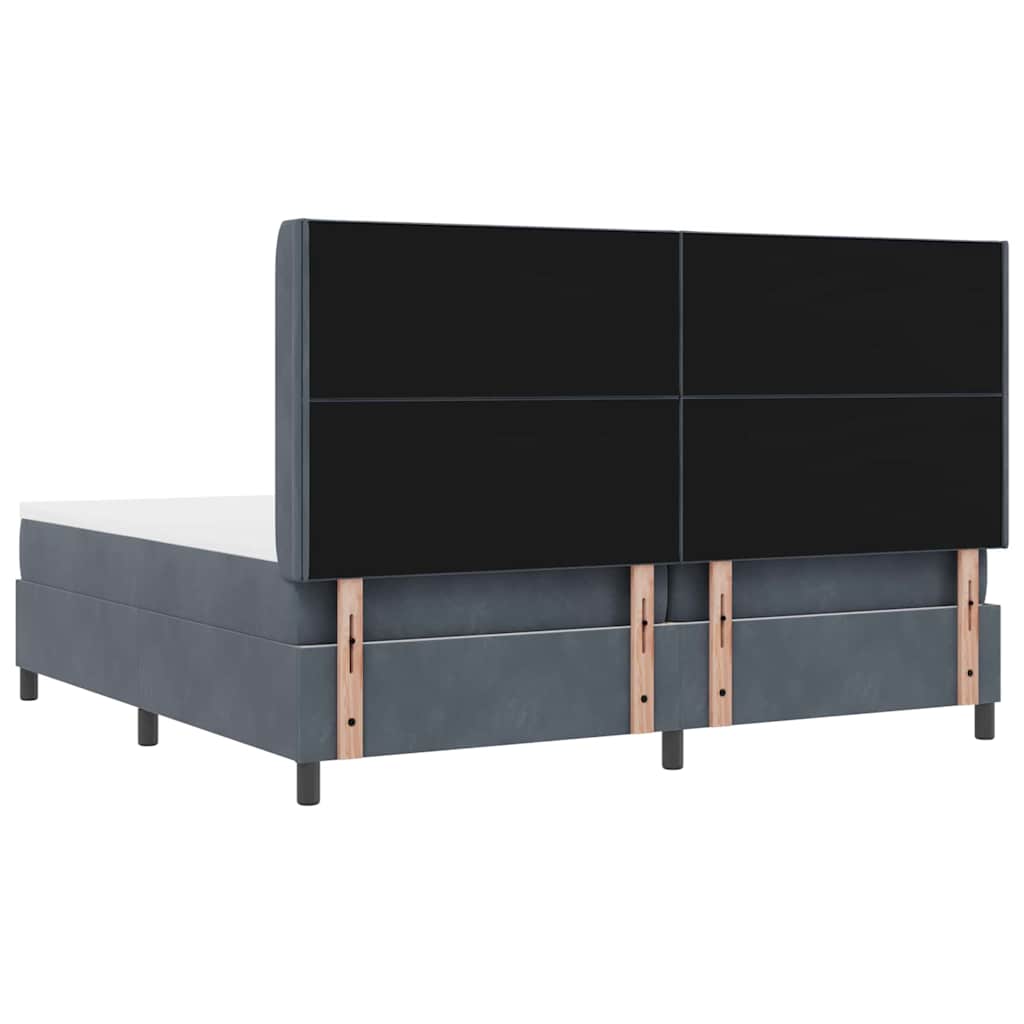 Box spring seng med hovedgærde Mørkegrå 200 x 200 cm Fløjl