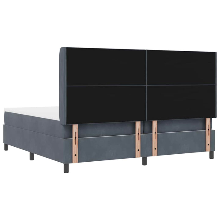 Box spring seng med hovedgærde Mørkegrå 200 x 200 cm Fløjl