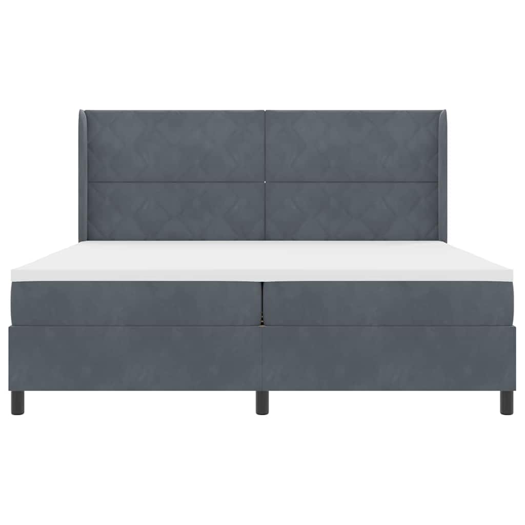 Box spring seng med hovedgærde Mørkegrå 200 x 200 cm Fløjl