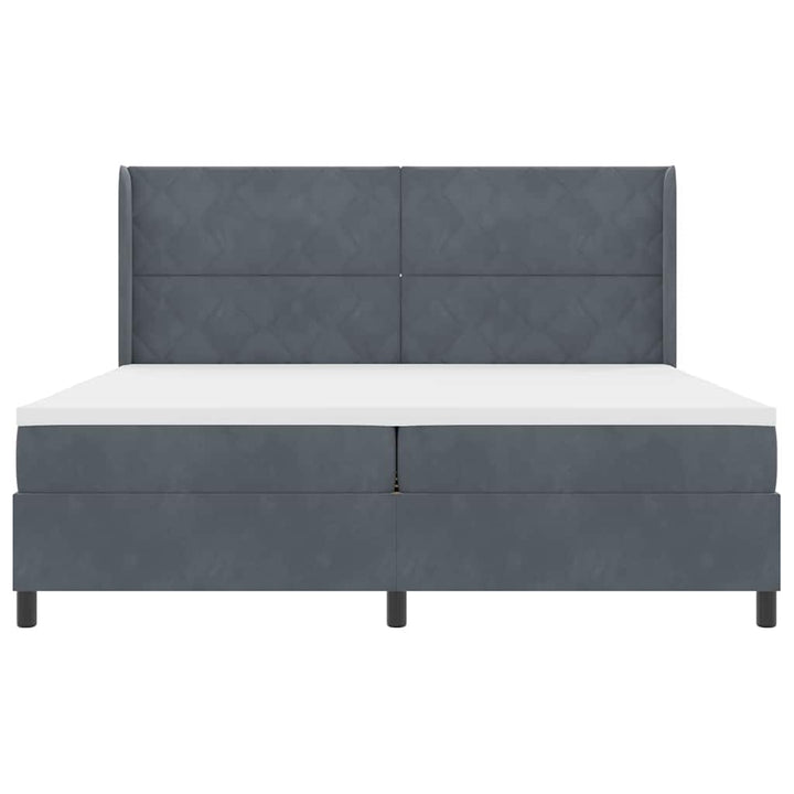 Box spring seng med hovedgærde Mørkegrå 200 x 200 cm Fløjl