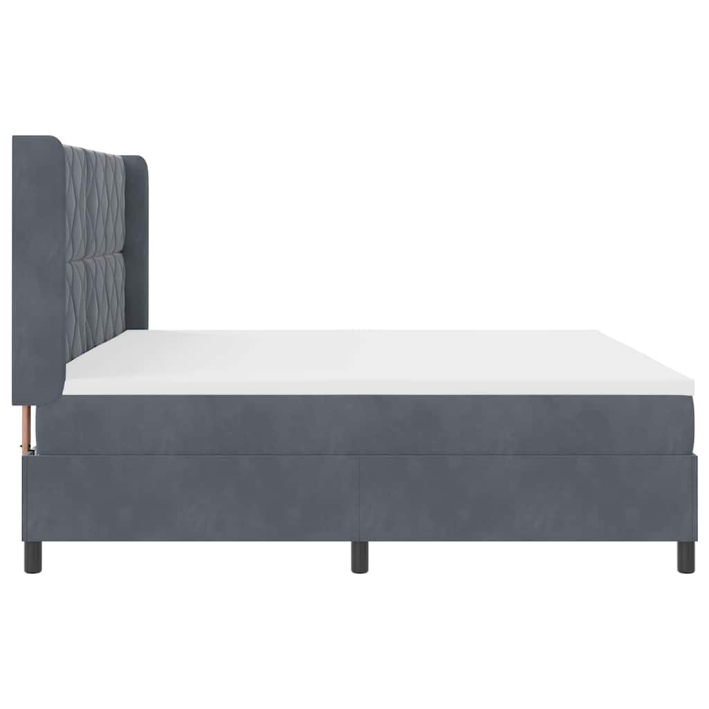 Box spring seng med hovedgærde Mørkegrå 200 x 200 cm Fløjl